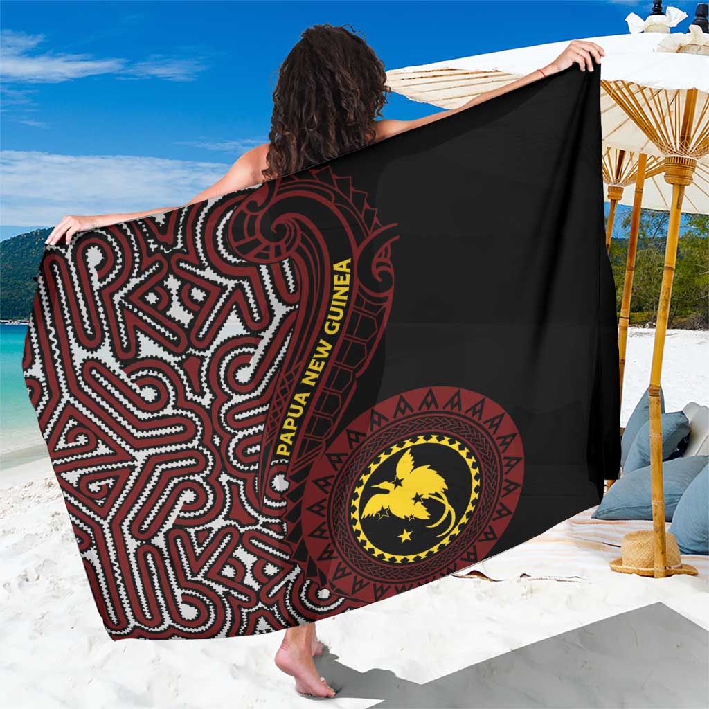 Papua New Guinea Oro Tapa Motif Sarong Special LT7 One Size 44 x 66 inches Black - Polynesian Pride