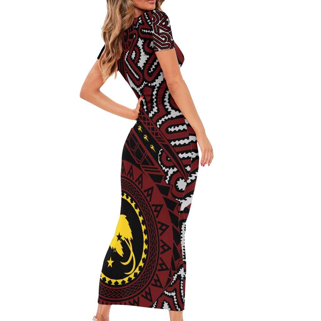 Papua New Guinea Oro Tapa Motif Short Sleeve Bodycon Dress Special LT7 - Polynesian Pride