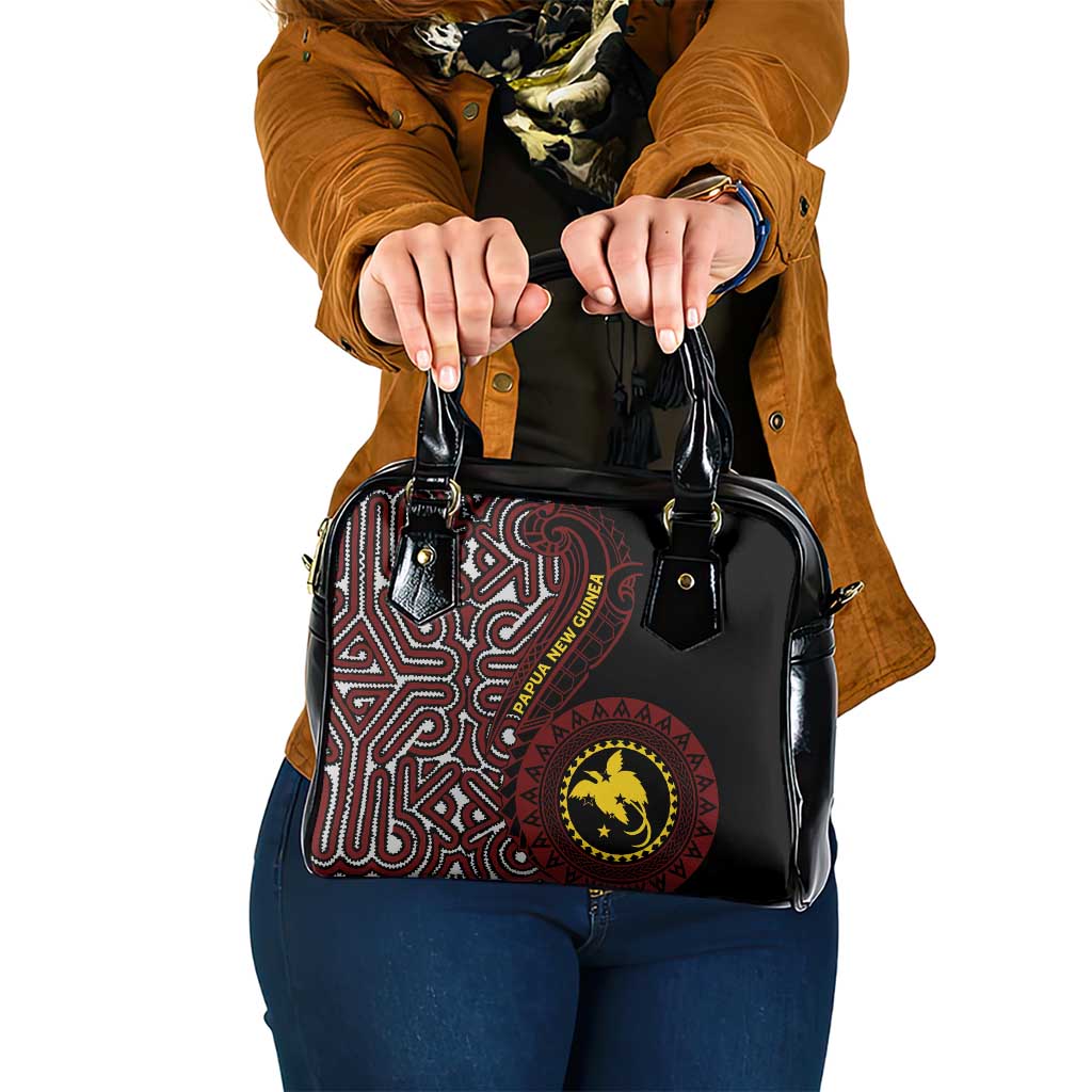 Papua New Guinea Oro Tapa Motif Shoulder Handbag Special LT7 One Size Black - Polynesian Pride