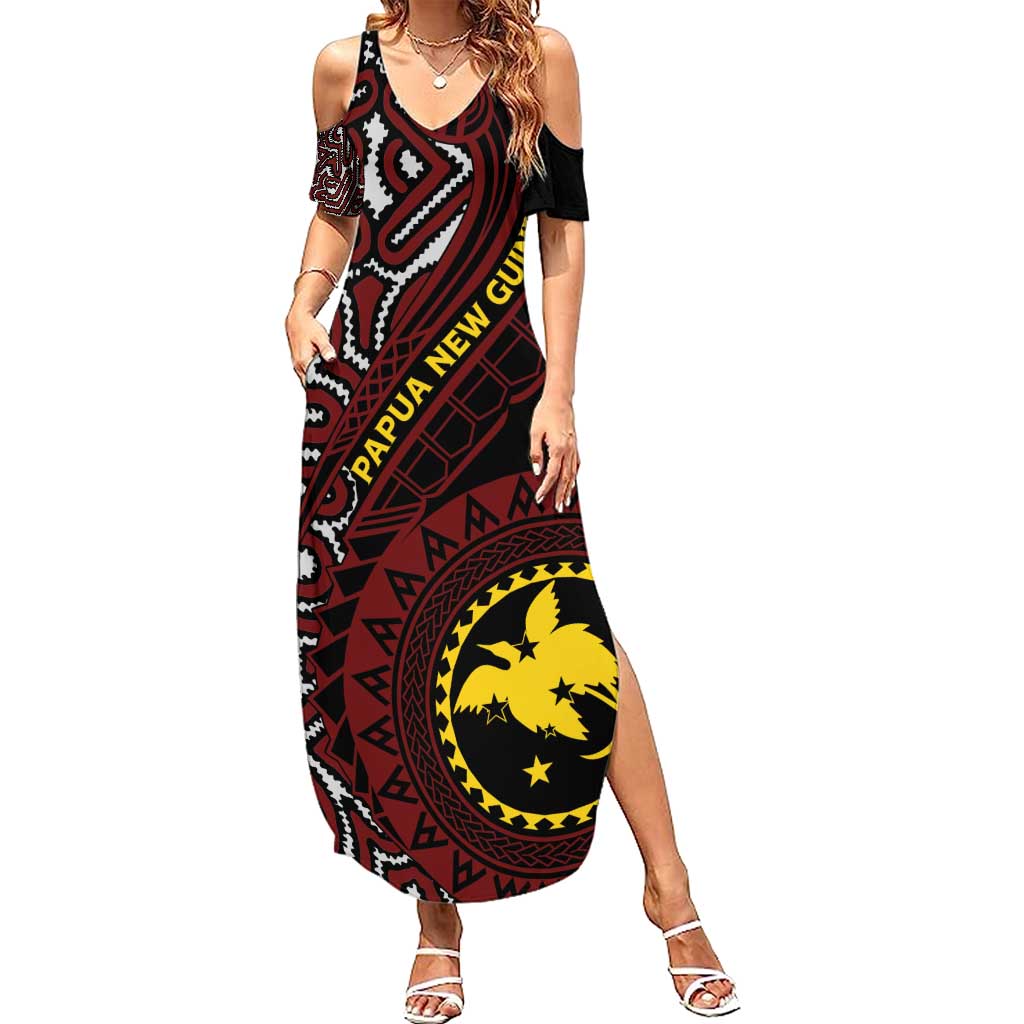 Papua New Guinea Oro Tapa Motif Summer Maxi Dress Special LT7 Women Black - Polynesian Pride