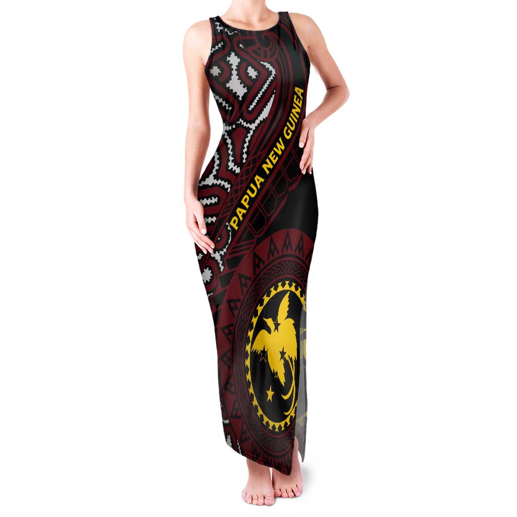 Papua New Guinea Oro Tapa Motif Tank Maxi Dress Special LT7 Women Black - Polynesian Pride