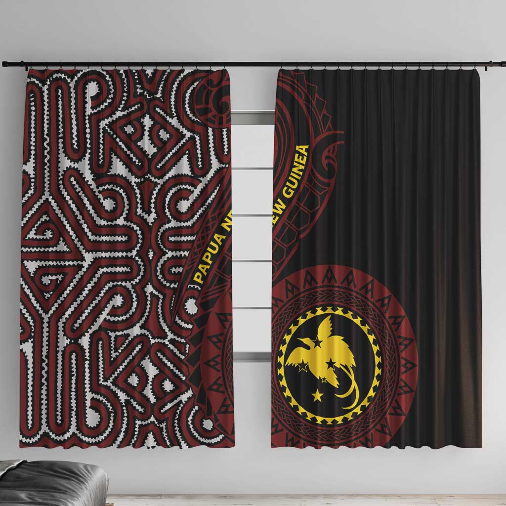 Papua New Guinea Oro Tapa Motif Window Curtain Special LT7 With Hooks Black - Polynesian Pride