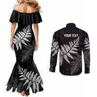 New Zealand Lawn Bowls Personalized Couples Matching Mermaid Dress and Long Sleeve Button Shirt Wrap-Around Silver Fern - Polynesian Pride