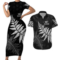 New Zealand Lawn Bowls Personalized Couples Matching Short Sleeve Bodycon Dress and Hawaiian Shirt Wrap-Around Silver Fern - Polynesian Pride