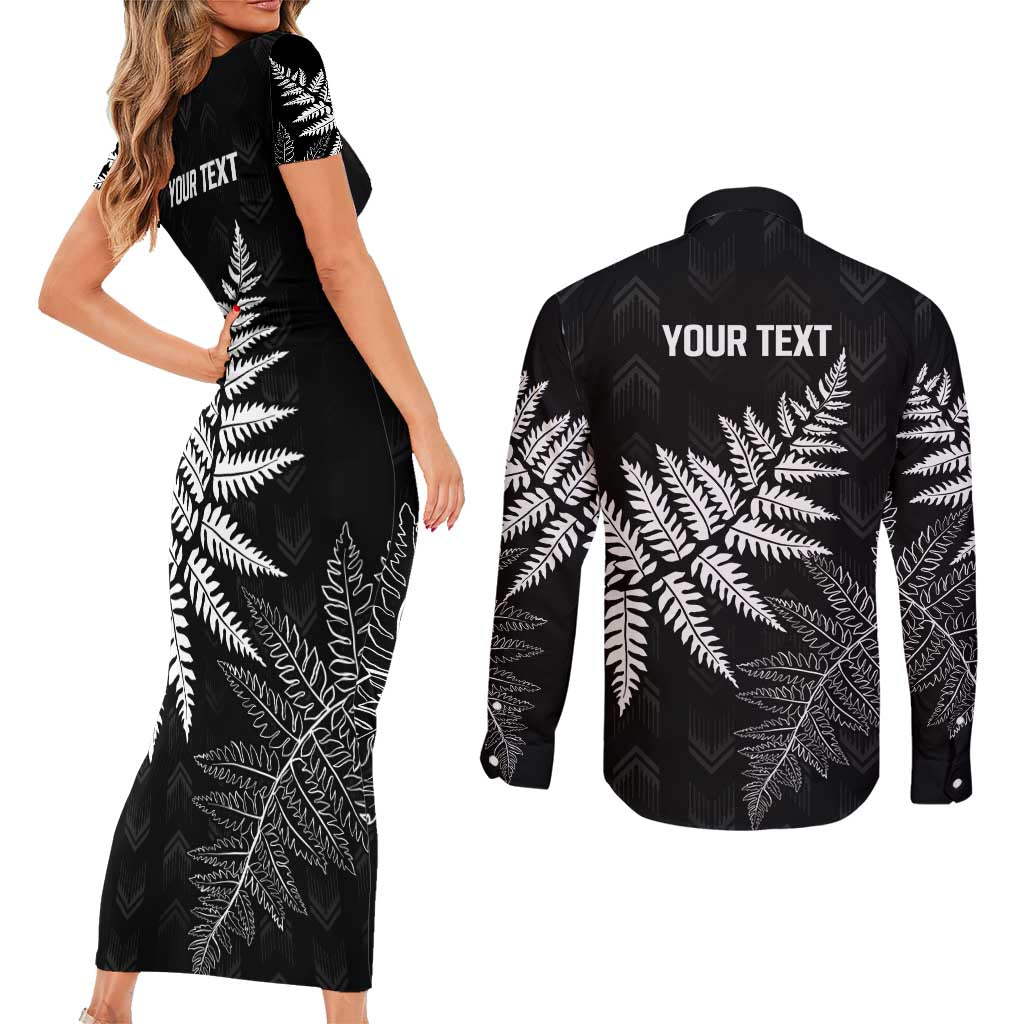 New Zealand Lawn Bowls Personalized Couples Matching Short Sleeve Bodycon Dress and Long Sleeve Button Shirt Wrap-Around Silver Fern - Polynesian Pride