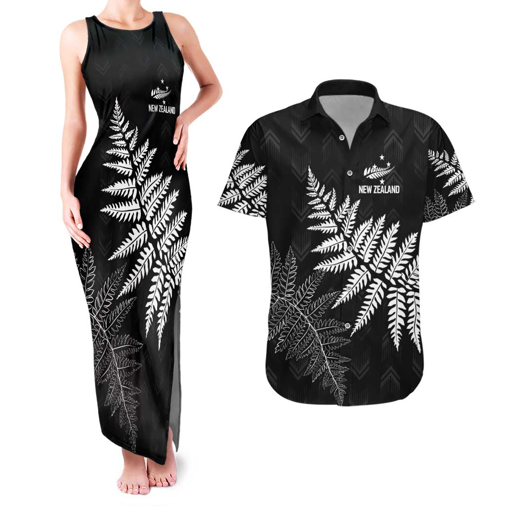 New Zealand Lawn Bowls Personalized Couples Matching Tank Maxi Dress and Hawaiian Shirt Wrap-Around Silver Fern - Polynesian Pride
