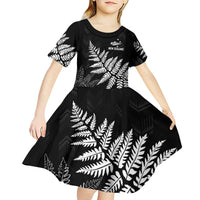 New Zealand Lawn Bowls Personalized Kid Short Sleeve Dress Wrap-Around Silver Fern - Polynesian Pride