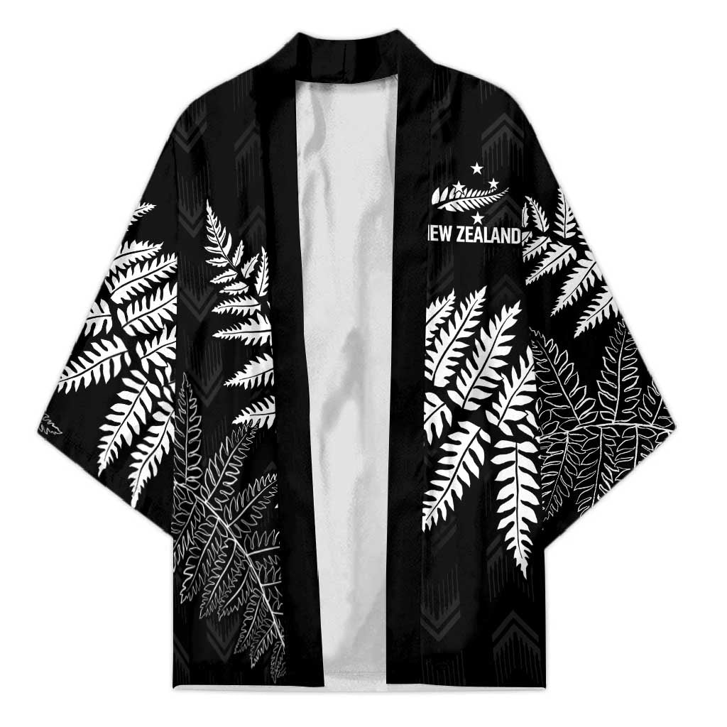 New Zealand Lawn Bowls Personalized Kimono Wrap-Around Silver Fern - Polynesian Pride