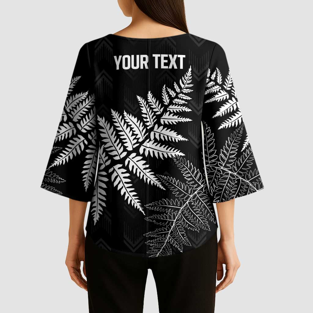 New Zealand Lawn Bowls Personalized Kimono Sleeve Blouse Wrap-Around Silver Fern - Polynesian Pride