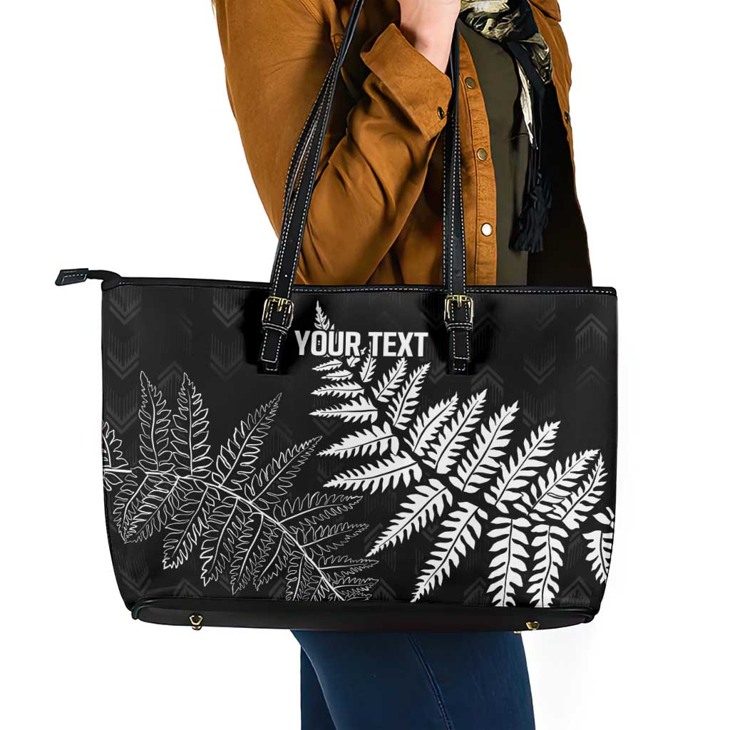 New Zealand Lawn Bowls Personalized Leather Tote Bag Wrap-Around Silver Fern - Polynesian Pride