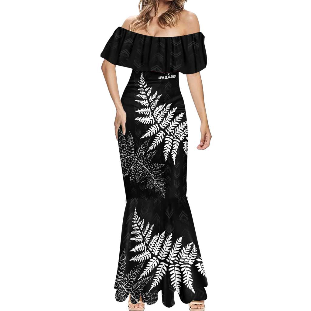 New Zealand Lawn Bowls Personalized Mermaid Dress Wrap-Around Silver Fern - Polynesian Pride