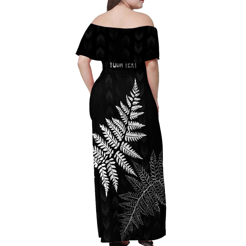 New Zealand Lawn Bowls Personalized Off Shoulder Maxi Dress Wrap-Around Silver Fern - Polynesian Pride