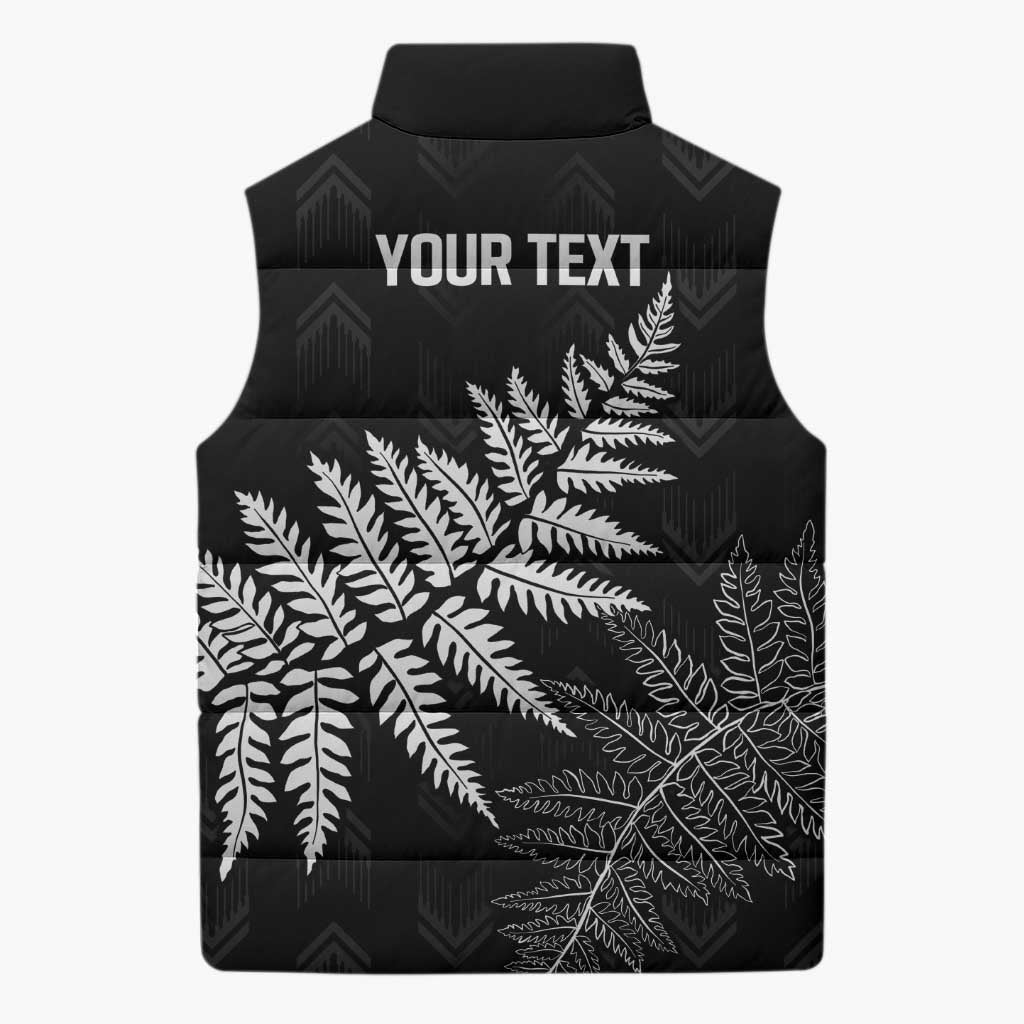 New Zealand Lawn Bowls Personalized Sleeveless Puffer Jacket Wrap-Around Silver Fern - Polynesian Pride