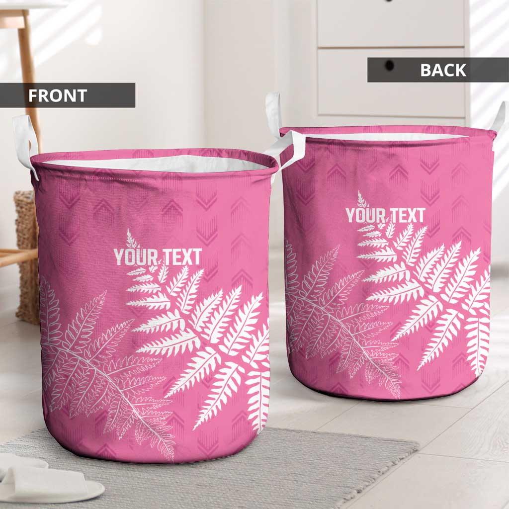 New Zealand Lawn Bowls Breast Cancer Personalized Laundry Basket Wrap-Around Silver Fern - Polynesian Pride
