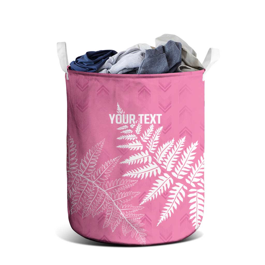 New Zealand Lawn Bowls Breast Cancer Personalized Laundry Basket Wrap-Around Silver Fern - Polynesian Pride
