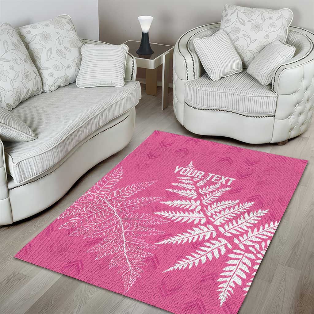 New Zealand Lawn Bowls Breast Cancer Personalized Area Rug Wrap-Around Silver Fern - Polynesian Pride