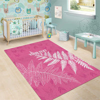 New Zealand Lawn Bowls Breast Cancer Personalized Area Rug Wrap-Around Silver Fern - Polynesian Pride