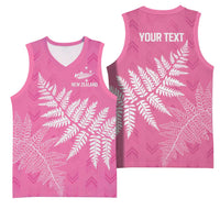 New Zealand Lawn Bowls Breast Cancer Personalized Basketball Jersey Wrap-Around Silver Fern - Polynesian Pride