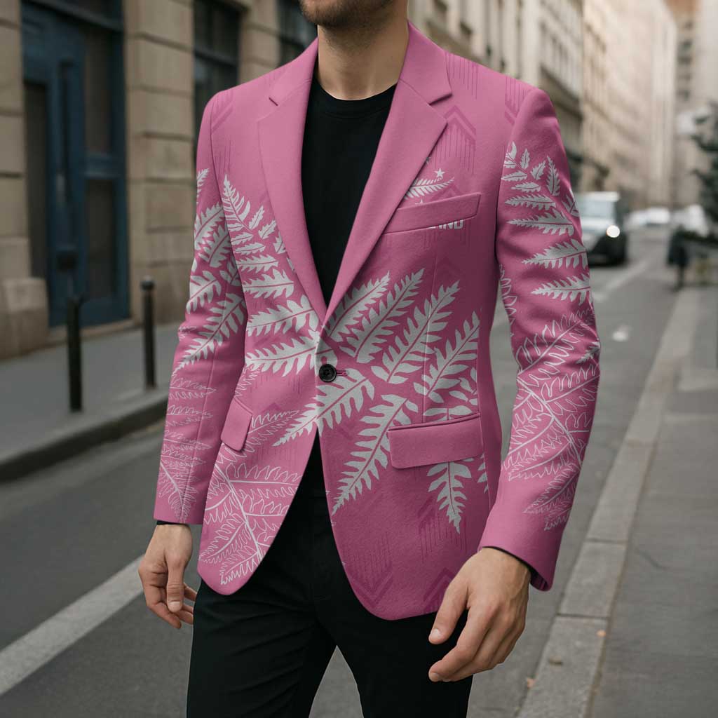 New Zealand Lawn Bowls Breast Cancer Personalized Blazer Wrap-Around Silver Fern - Polynesian Pride