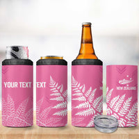 New Zealand Lawn Bowls Breast Cancer Personalized 4 in 1 Can Cooler Tumbler Wrap-Around Silver Fern - Polynesian Pride