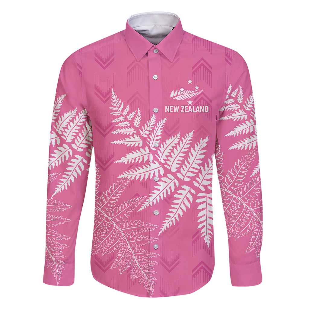 New Zealand Lawn Bowls Breast Cancer Personalized Family Matching Long Sleeve Bodycon Dress and Hawaiian Shirt Wrap-Around Silver Fern - Polynesian Pride