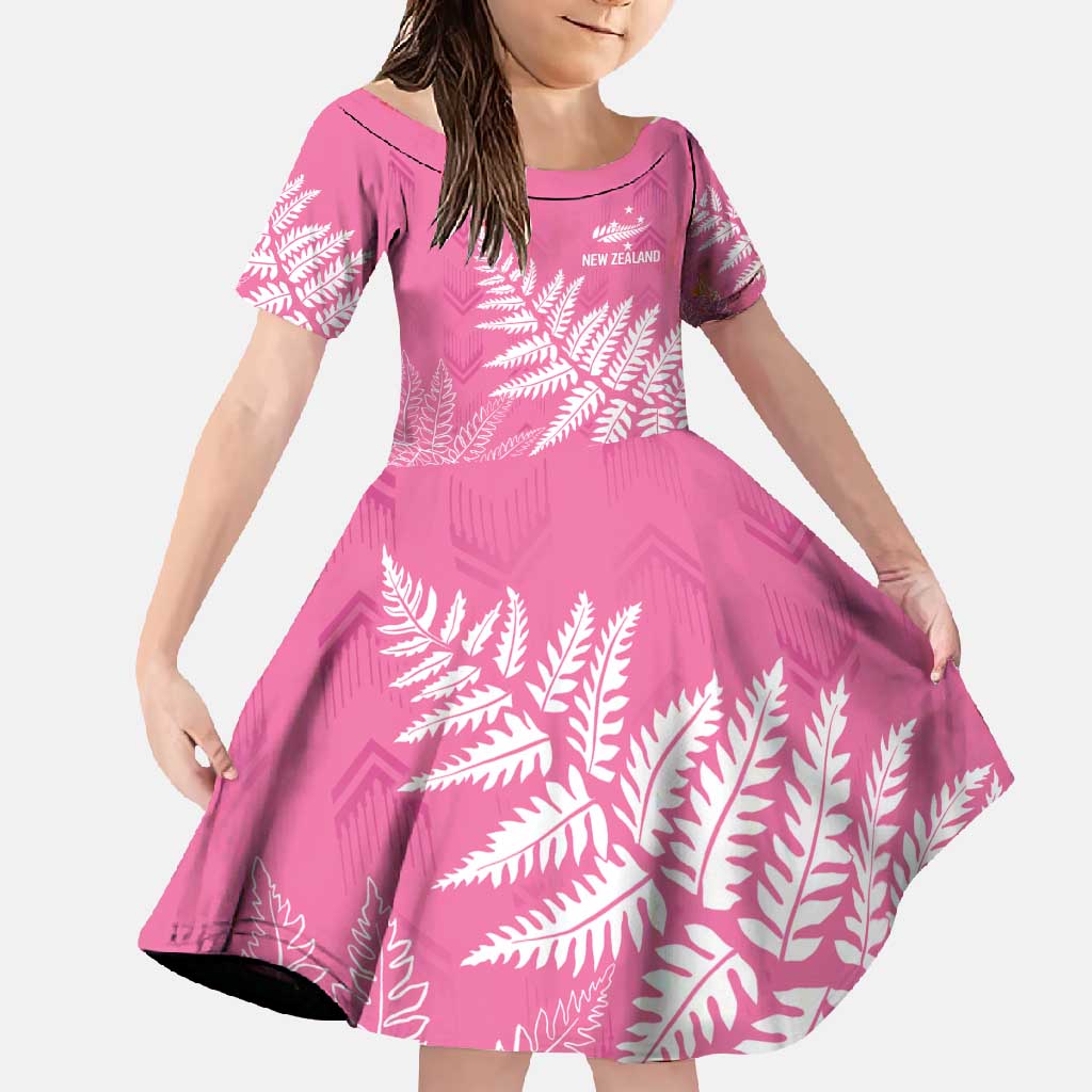 New Zealand Lawn Bowls Breast Cancer Personalized Family Matching Mermaid Dress and Hawaiian Shirt Wrap-Around Silver Fern - Polynesian Pride