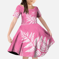 New Zealand Lawn Bowls Breast Cancer Personalized Family Matching Summer Maxi Dress and Hawaiian Shirt Wrap-Around Silver Fern - Polynesian Pride