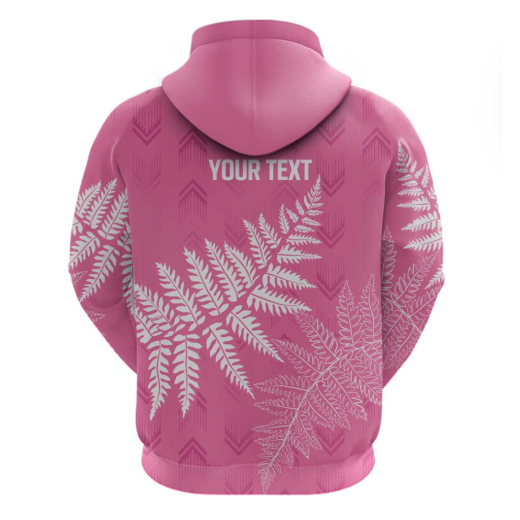 New Zealand Lawn Bowls Breast Cancer Personalized Hoodie Wrap-Around Silver Fern - Polynesian Pride
