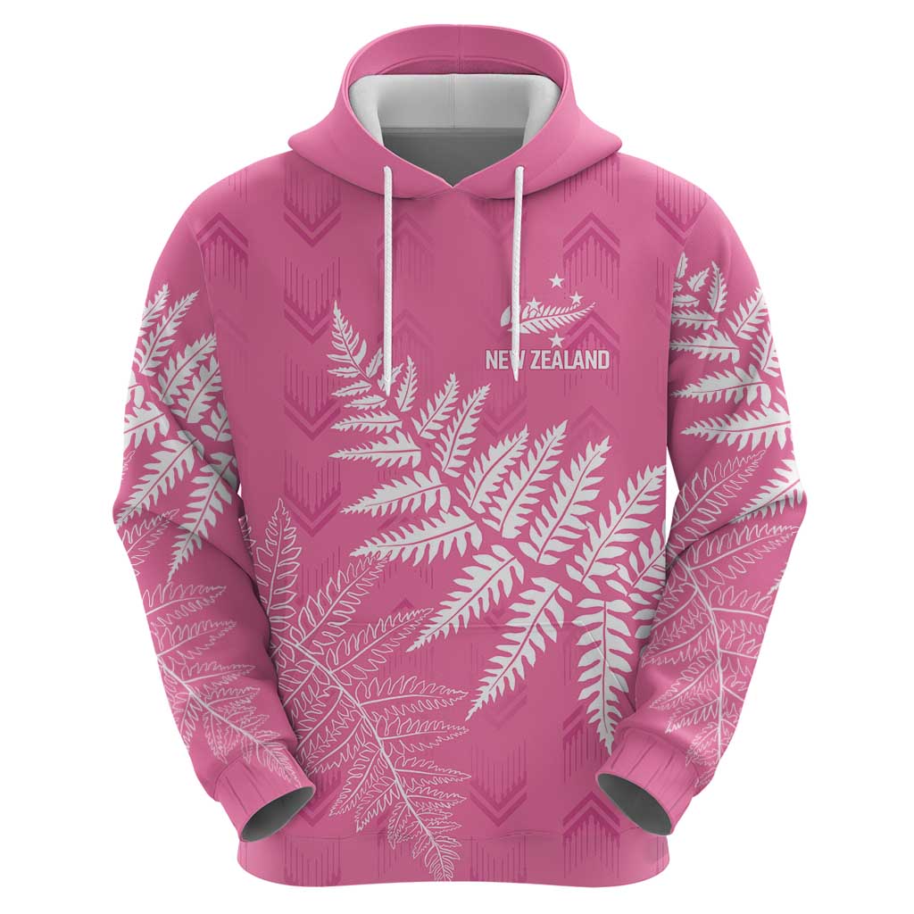 New Zealand Lawn Bowls Breast Cancer Personalized Hoodie Wrap-Around Silver Fern - Polynesian Pride