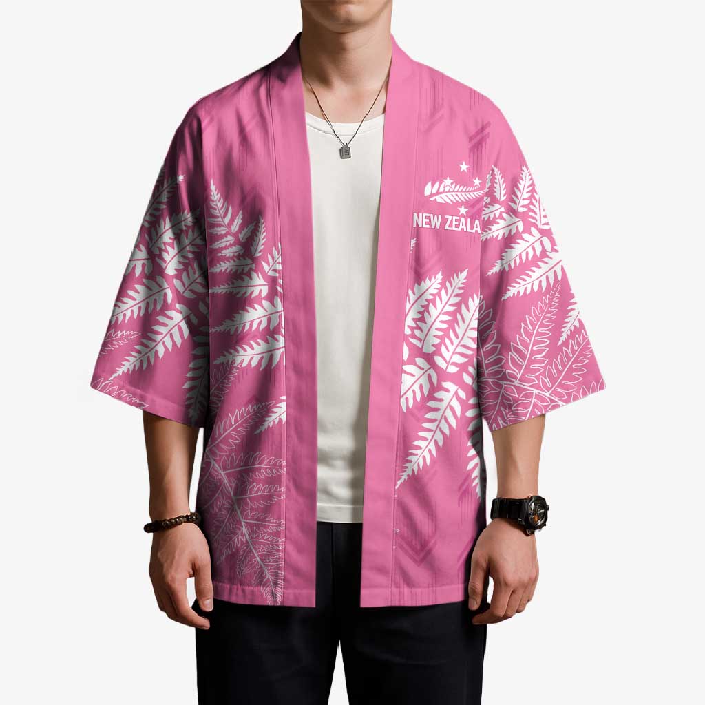 New Zealand Lawn Bowls Breast Cancer Personalized Kimono Wrap-Around Silver Fern - Polynesian Pride