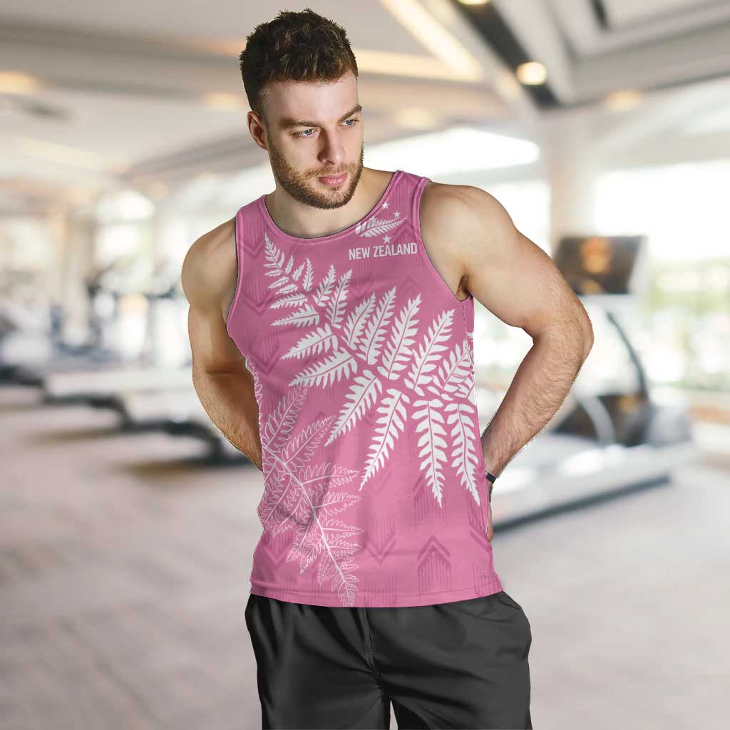 New Zealand Lawn Bowls Breast Cancer Personalized Men Tank Top Wrap-Around Silver Fern - Polynesian Pride