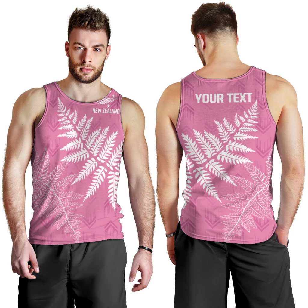 New Zealand Lawn Bowls Breast Cancer Personalized Men Tank Top Wrap-Around Silver Fern - Polynesian Pride