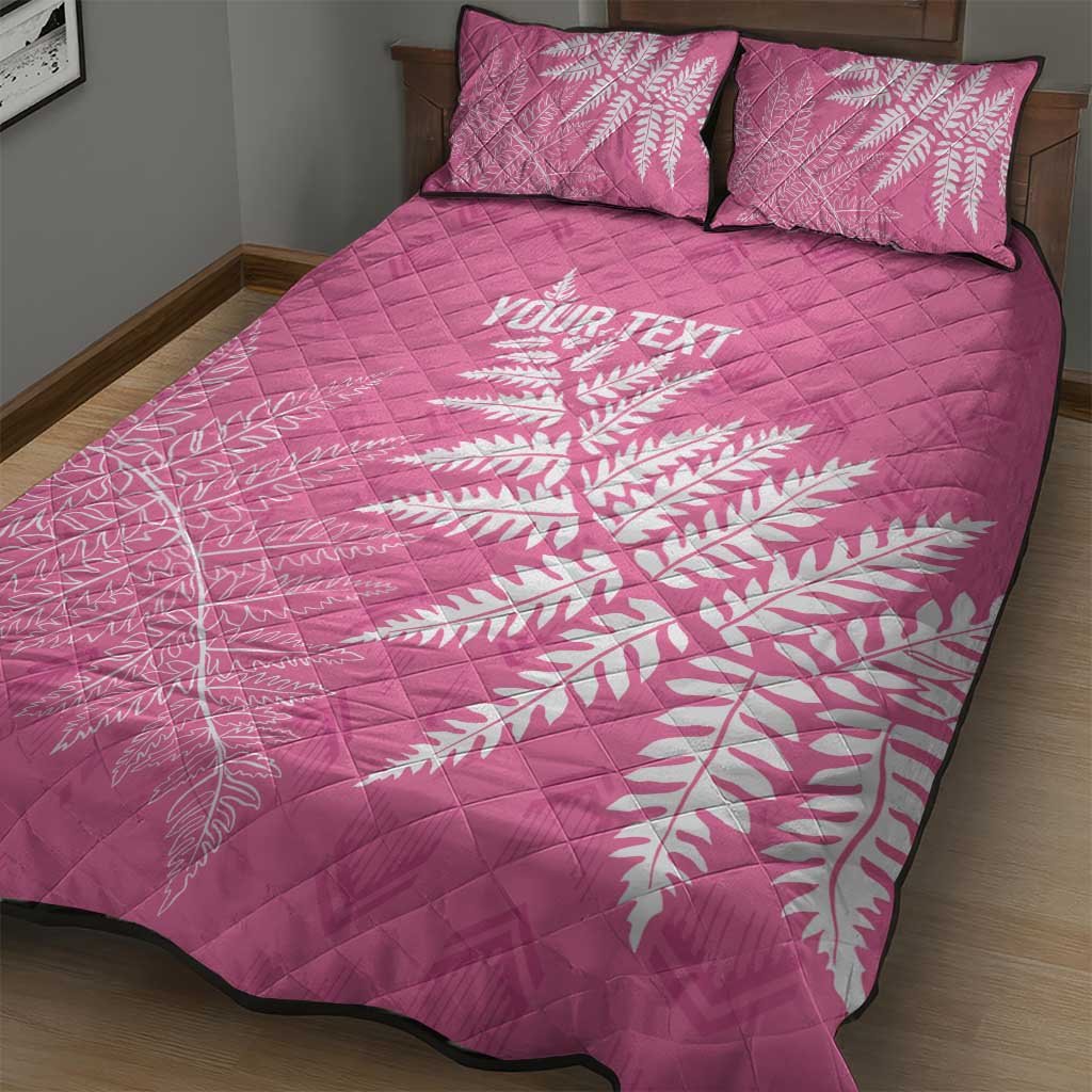 New Zealand Lawn Bowls Breast Cancer Personalized Quilt Bed Set Wrap-Around Silver Fern - Polynesian Pride