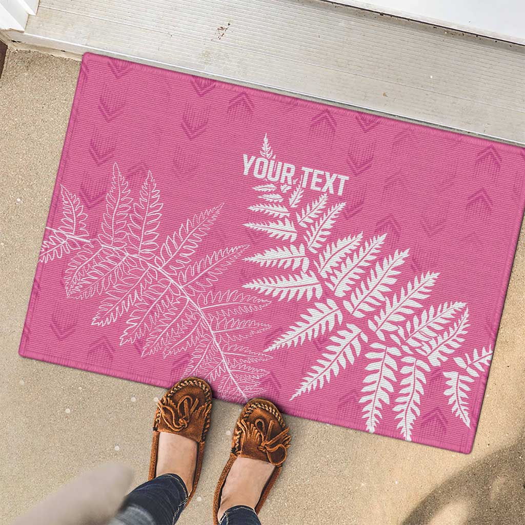 New Zealand Lawn Bowls Breast Cancer Personalized Rubber Doormat Wrap-Around Silver Fern - Polynesian Pride