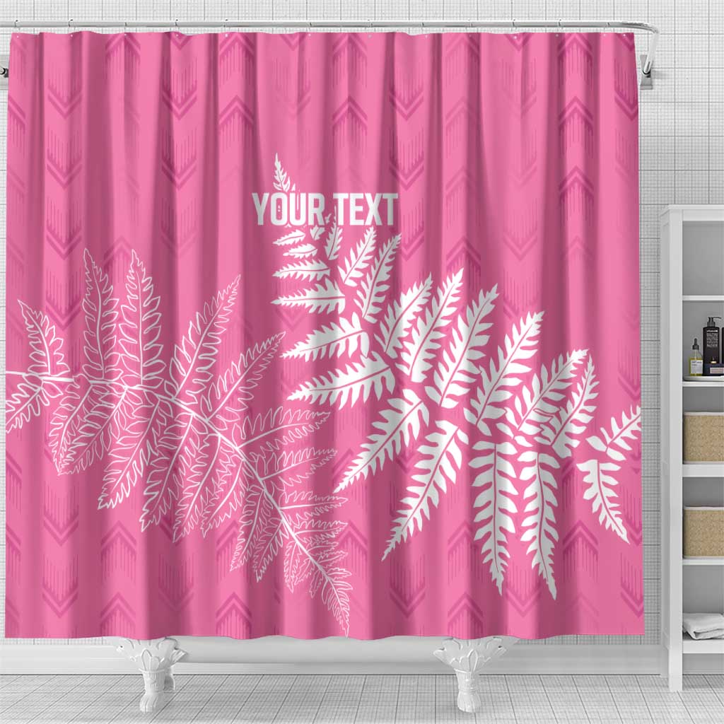 New Zealand Lawn Bowls Breast Cancer Personalized Shower Curtain Wrap-Around Silver Fern - Polynesian Pride