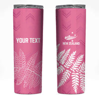 New Zealand Lawn Bowls Breast Cancer Personalized Skinny Tumbler Wrap-Around Silver Fern - Polynesian Pride