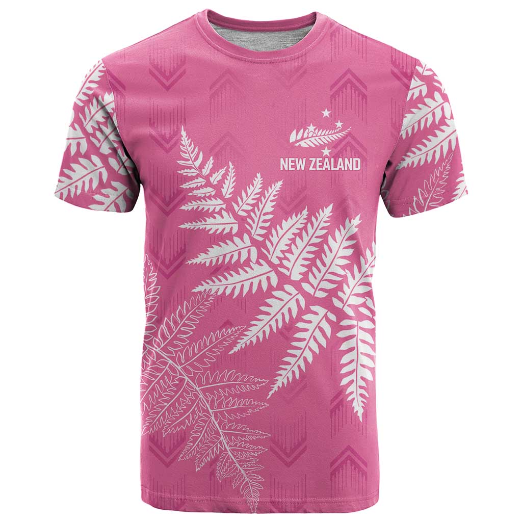 New Zealand Lawn Bowls Breast Cancer Personalized T Shirt Wrap-Around Silver Fern - Polynesian Pride