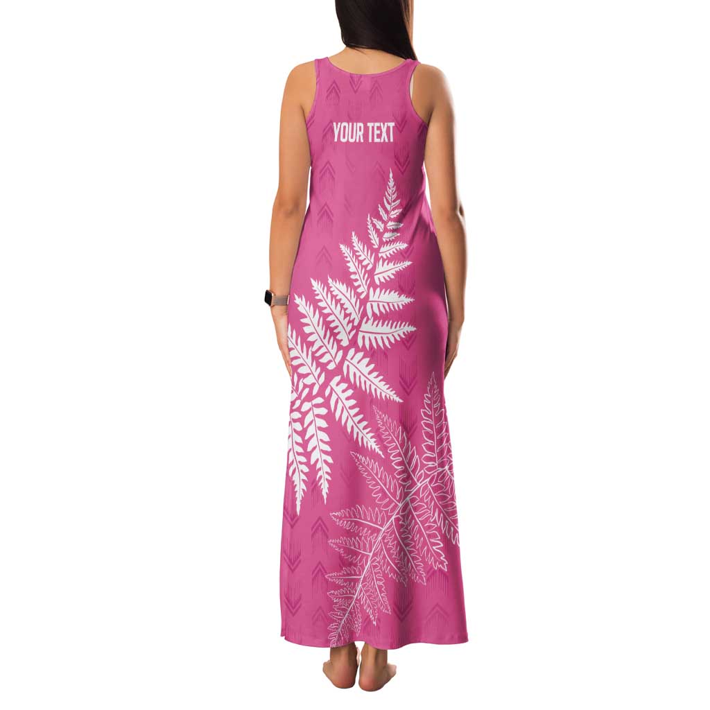 New Zealand Lawn Bowls Breast Cancer Personalized Tank Maxi Dress Wrap-Around Silver Fern - Polynesian Pride
