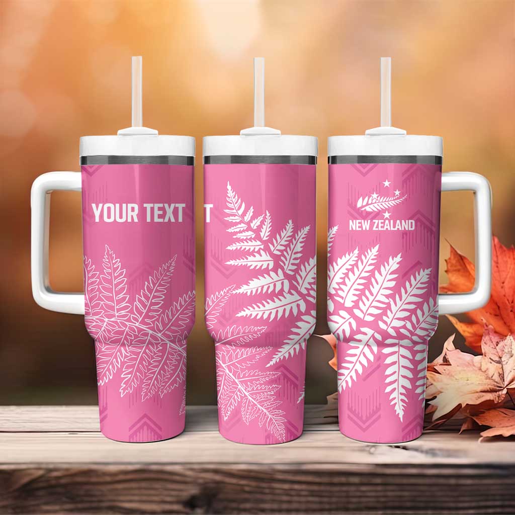 New Zealand Lawn Bowls Breast Cancer Personalized Tumbler With Handle Wrap-Around Silver Fern - Polynesian Pride