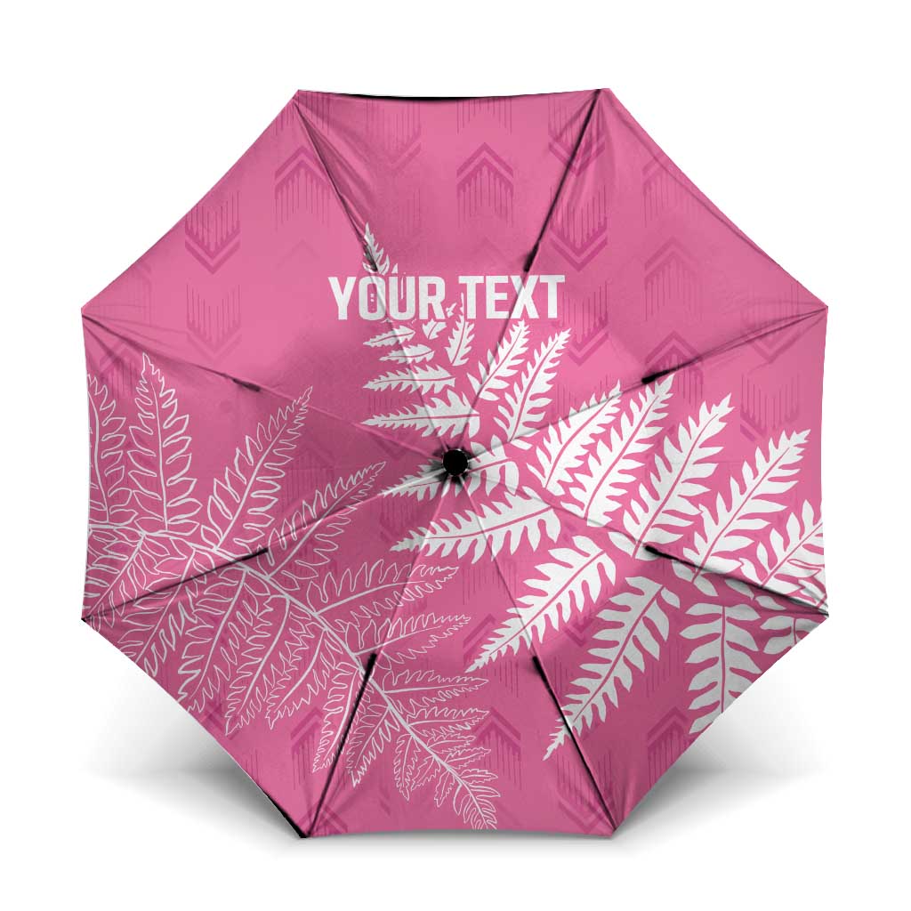 New Zealand Lawn Bowls Breast Cancer Personalized Umbrella Wrap-Around Silver Fern - Polynesian Pride