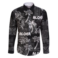 Aloha Vintage Quilt Family Matching Puletasi Dress and Hawaiian Shirt Hawaiian Seamless - Black LT7 Dad's Shirt - Long Sleeve Black - Polynesian Pride