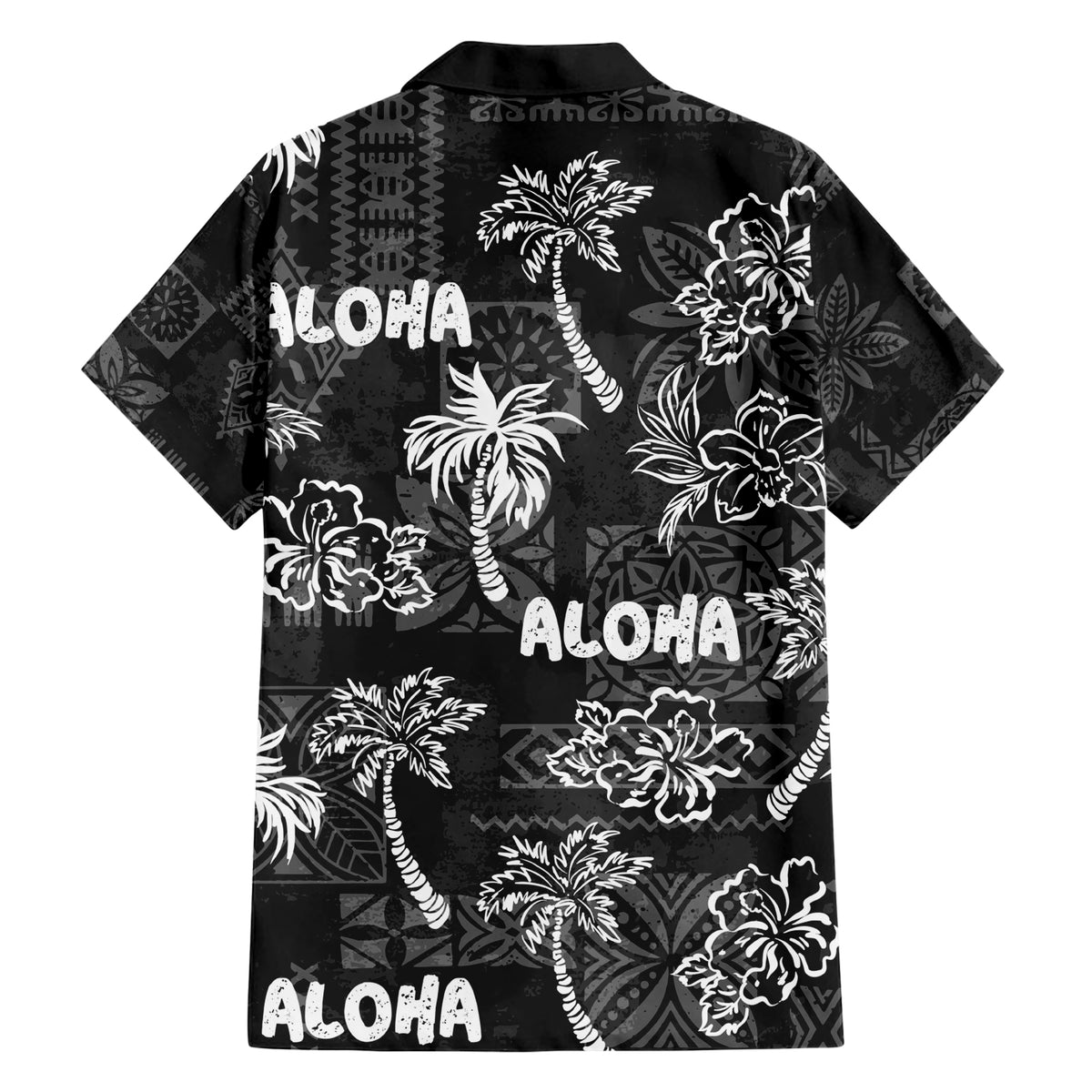 Aloha Vintage Quilt Family Matching Short Sleeve Bodycon Dress and Hawaiian Shirt Hawaiian Seamless - Black LT7 - Polynesian Pride