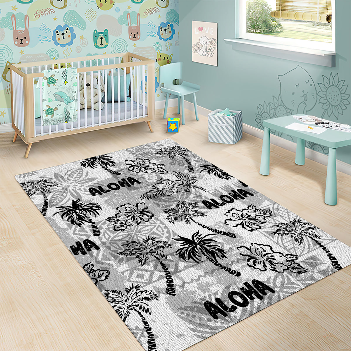 Aloha Vintage Quilt Area Rug Hawaiian Seamless - White LT7 - Polynesian Pride