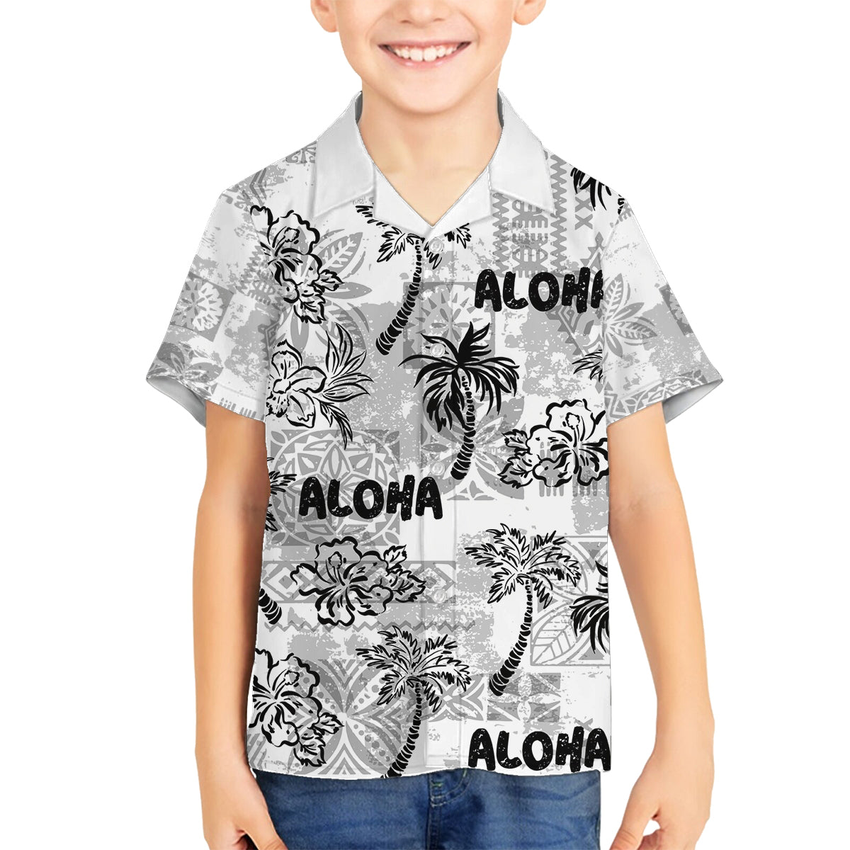 Aloha Vintage Quilt Family Matching Off Shoulder Maxi Dress and Hawaiian Shirt Hawaiian Seamless - White LT7 Son's Shirt White - Polynesian Pride