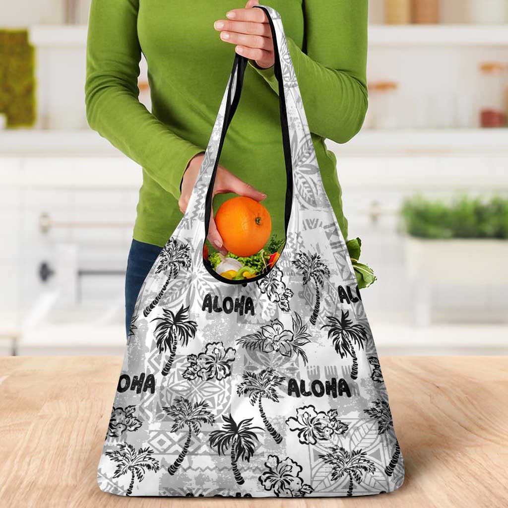 Aloha Vintage Quilt Grocery Bag Hawaiian Seamless - White LT7 - Polynesian Pride