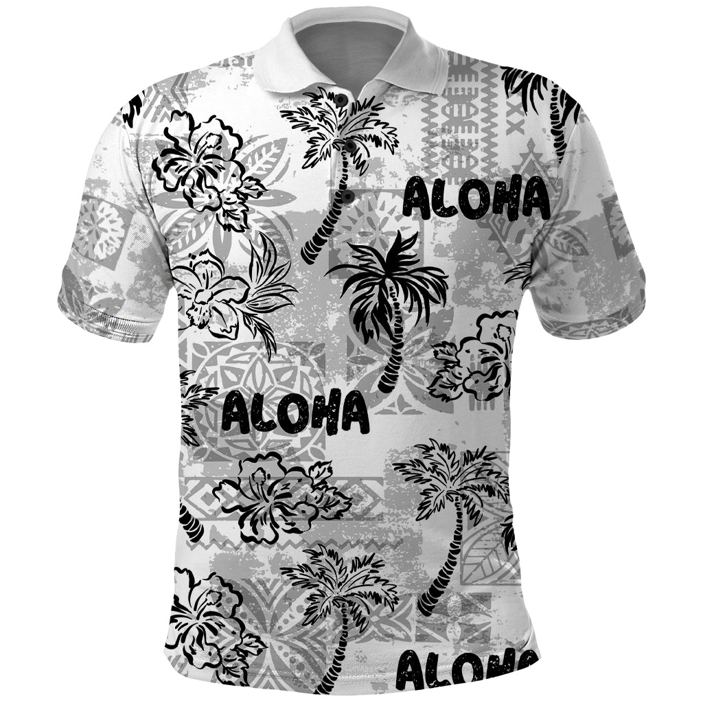 Aloha Vintage Quilt Polo Shirt Hawaiian Seamless - White LT7 White - Polynesian Pride
