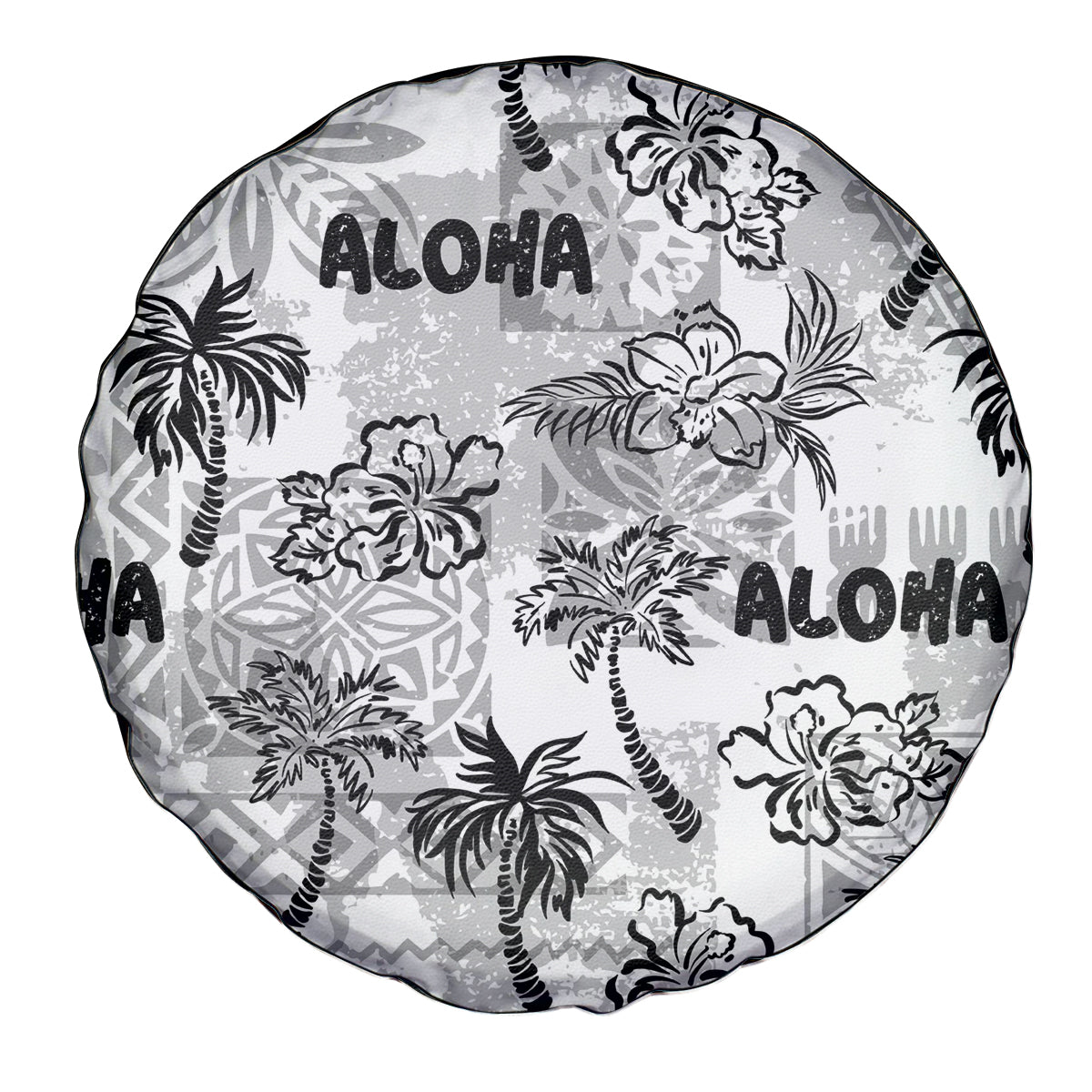 Aloha Vintage Quilt Spare Tire Cover Hawaiian Seamless - White LT7 - Polynesian Pride