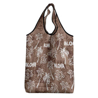 Aloha Vintage Quilt Grocery Bag Hawaiian Seamless - Brown