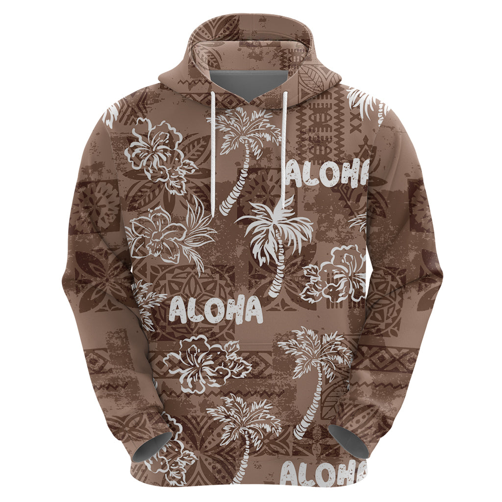 Aloha Vintage Quilt Hoodie Hawaiian Seamless - Brown LT7 - Polynesian Pride