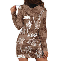 Aloha Vintage Quilt Hoodie Dress Hawaiian Seamless - Brown LT7 - Polynesian Pride